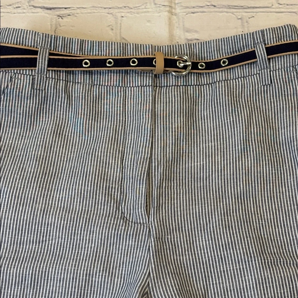 Zara Basic Linen Blend Pinstripe Trouser
